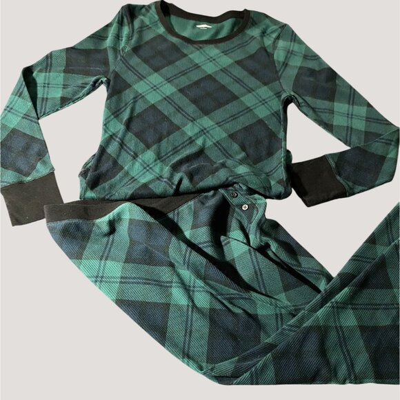 Old Navy Blue & Green Plaid Thermal Long Johns Set XL - Picture 1 of 10